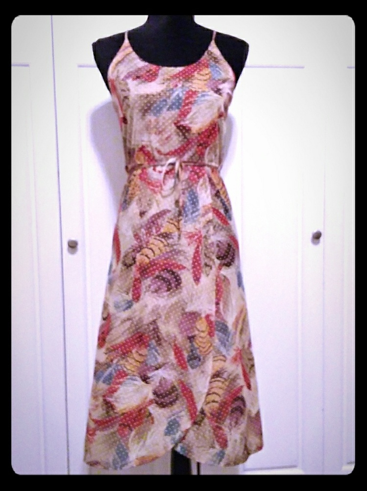 80 vintage feather print dress